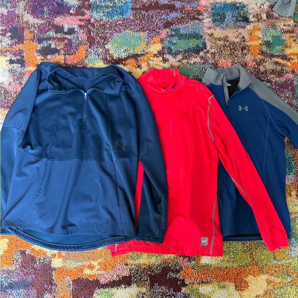 Under Armour Men's Long Sleeve Tops - Navy  and Nike golf performance